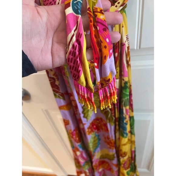 FARM Rio Mixed Beaks & Bananas Maxi Wrap Dress Size Small - Picture 5 of 9